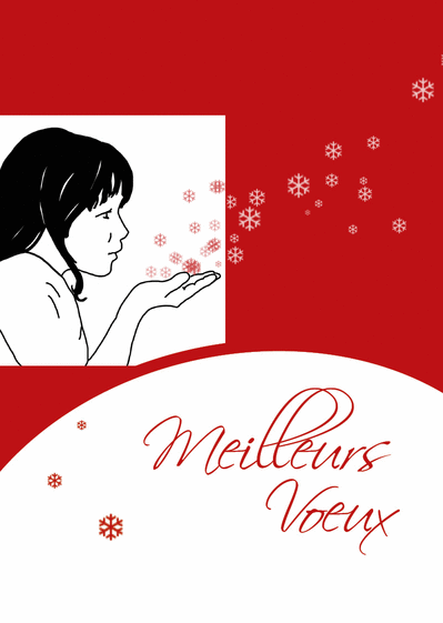 Carte Meilleurs Voeux Petite Fille Et Flocons : Envoyer 